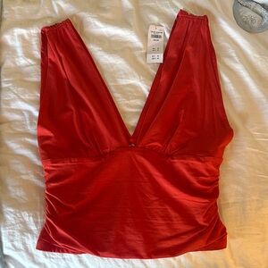 Red/Orange Abercrombie V-Neck Sleeveless Top
